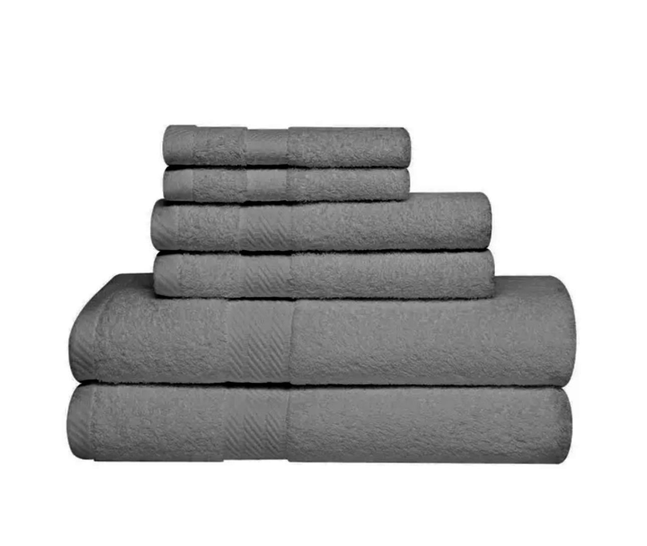 6-Piece 100% Cotton Towel Bale Set, 2 Face Cloths, 2 Hand Towels, 2 Bath Towels