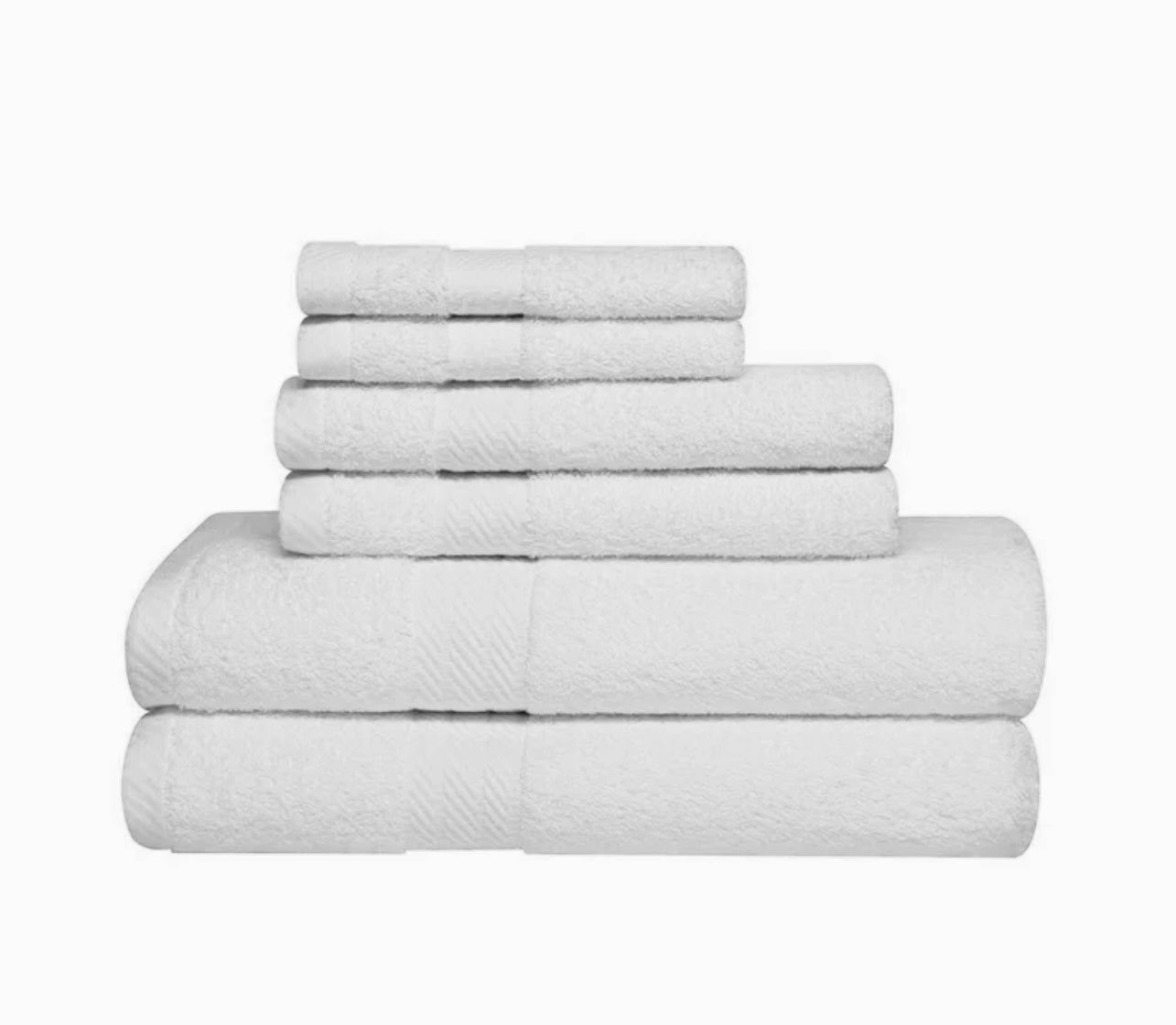 6-Piece 100% Cotton Towel Bale Set, 2 Face Cloths, 2 Hand Towels, 2 Bath Towels