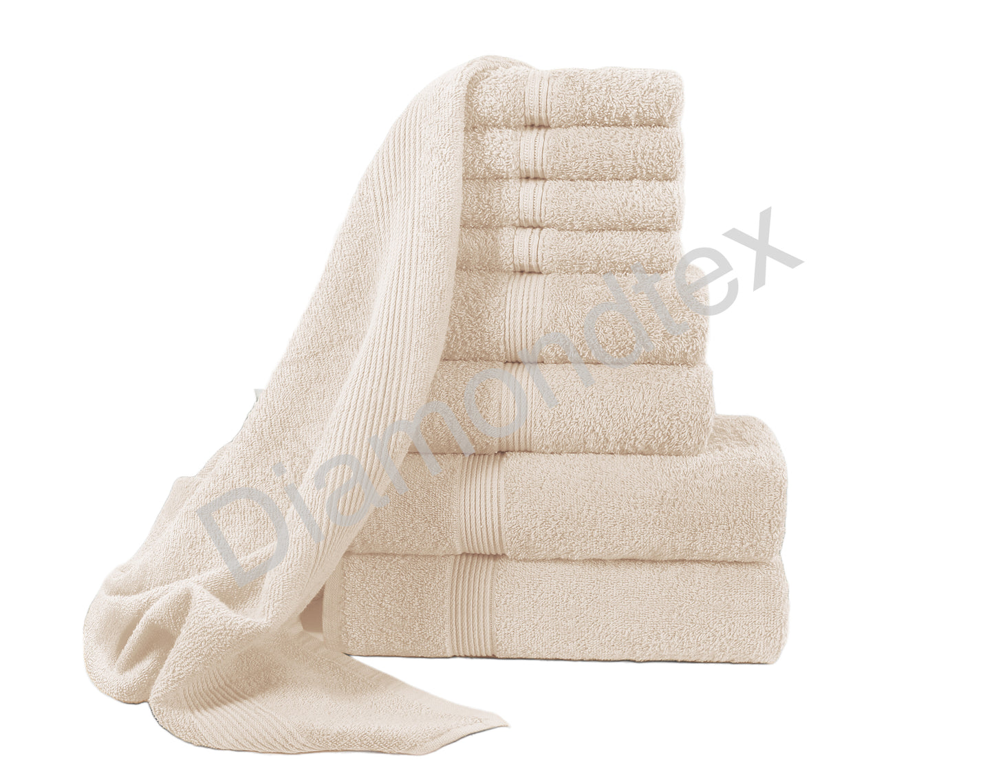 8 Piece Towel Bale Set, 100% Cotton, 2 Bath Towels, 2 Hand Towels, 4 Face Cloths, 500GSM, Durable and Absorbent, Gift Set