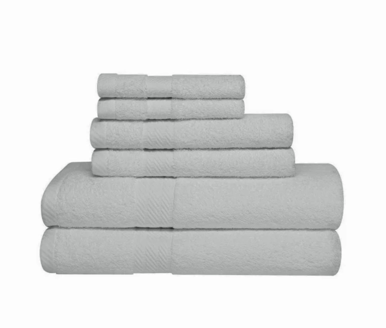 6-Piece 100% Cotton Towel Bale Set, 2 Face Cloths, 2 Hand Towels, 2 Bath Towels