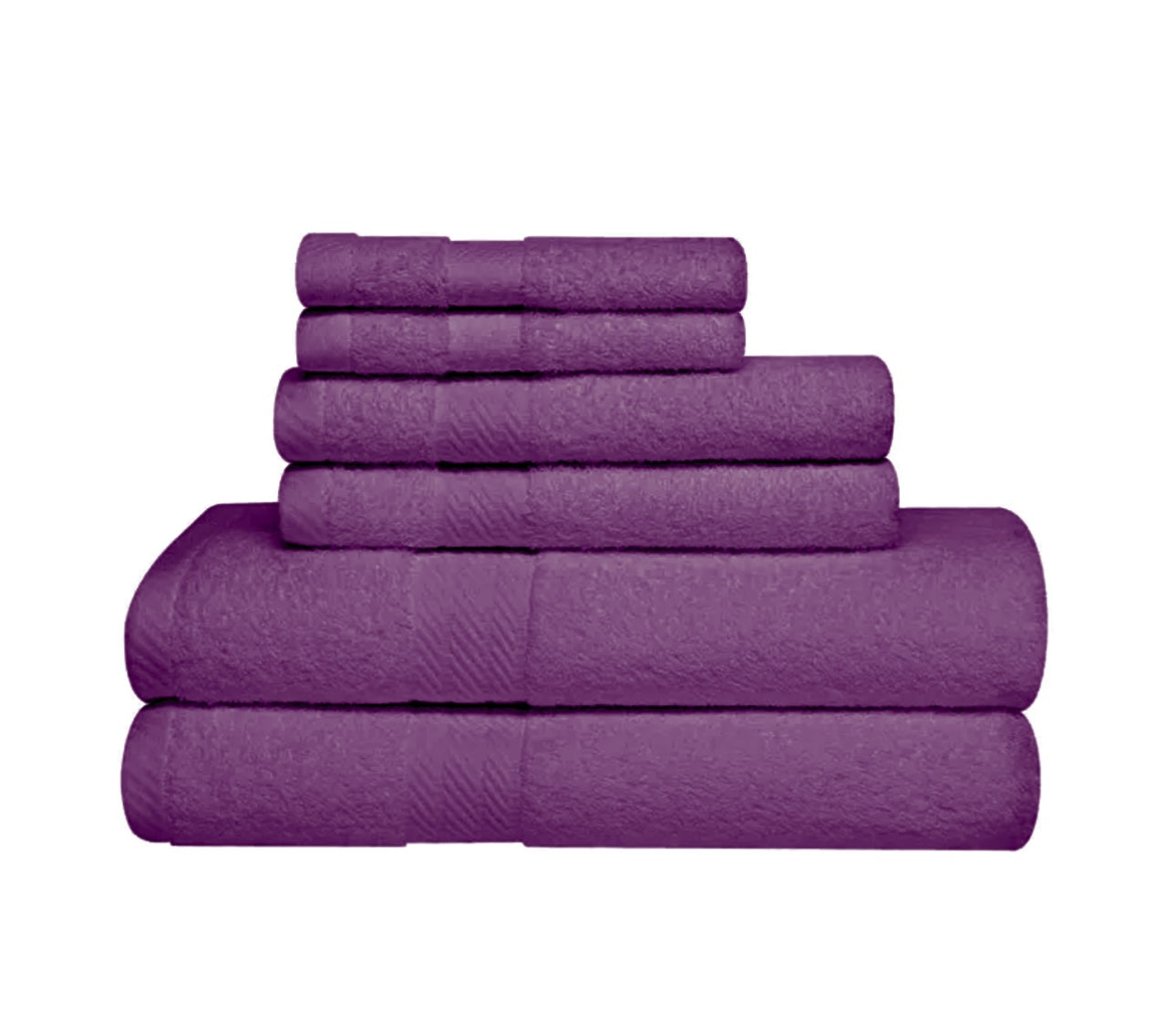 6-Piece 100% Cotton Towel Bale Set, 2 Face Cloths, 2 Hand Towels, 2 Bath Towels