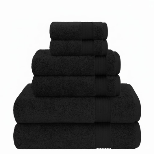 6 Piece 100% Cotton Towel Set – 500 GSM Soft & Absorbent Bath, Hand & Face Towels