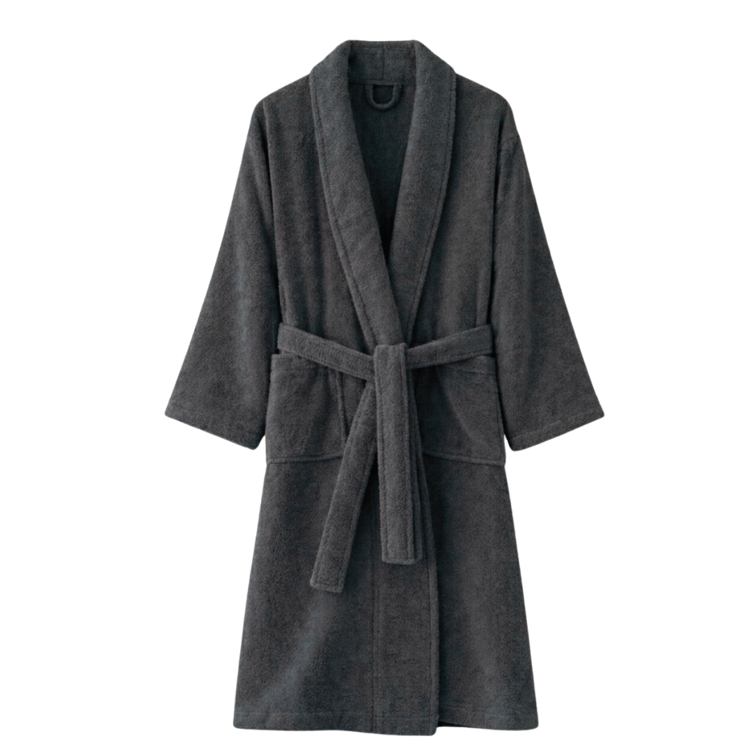 Mens and Ladies Shawl Collar Bathrobe 100% Egyptian Cotton Unisex Shawl Collar Dressing Gown Terry Towelling Bathrobe One Size