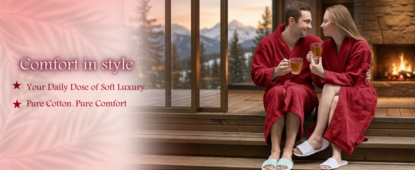 Mens and Ladies Shawl Collar Bathrobe 100% Egyptian Cotton Unisex Shawl Collar Dressing Gown Terry Towelling Bathrobe One Size