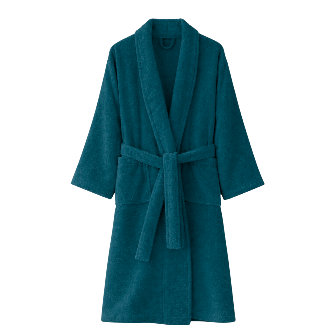 Mens and Ladies Shawl Collar Bathrobe 100% Egyptian Cotton Unisex Shawl Collar Dressing Gown Terry Towelling Bathrobe One Size