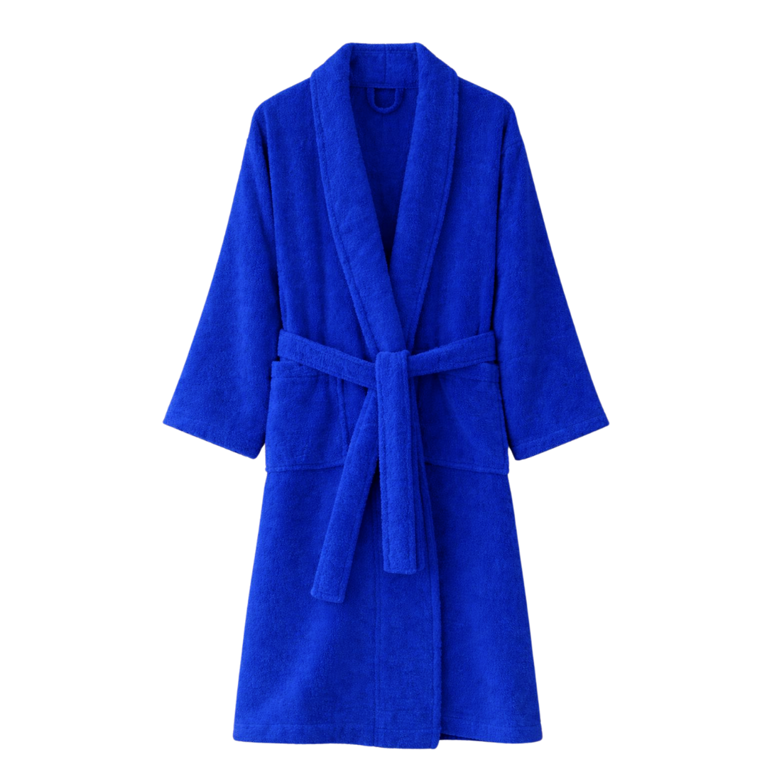 Mens and Ladies Shawl Collar Bathrobe 100% Egyptian Cotton Unisex Shawl Collar Dressing Gown Terry Towelling Bathrobe One Size