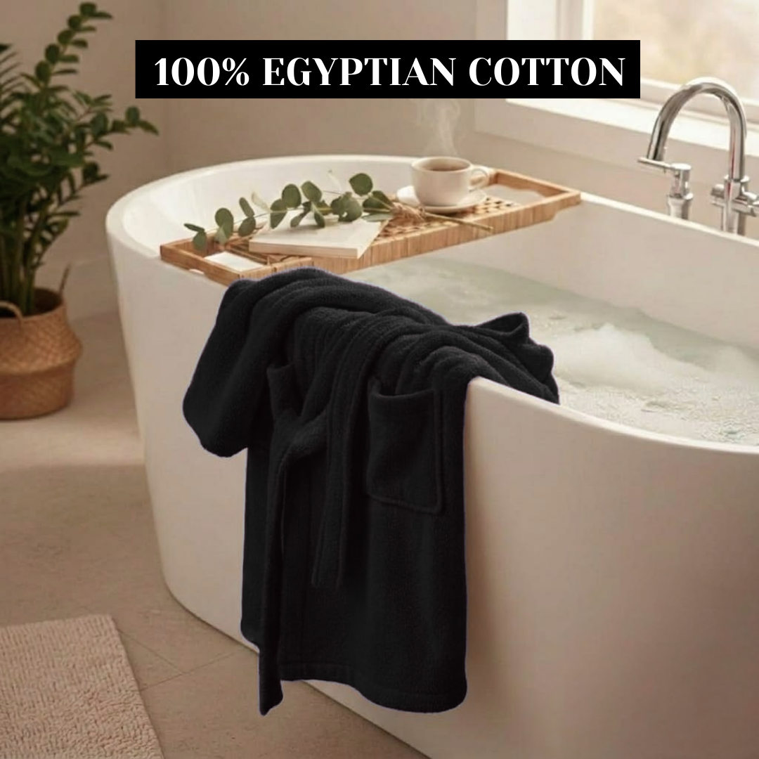 Mens and Ladies Shawl Collar Bathrobe 100% Egyptian Cotton Unisex Shawl Collar Dressing Gown Terry Towelling Bathrobe One Size