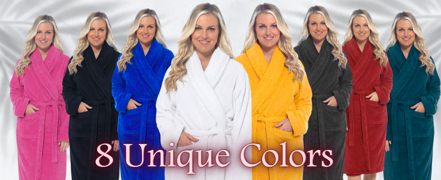 Mens and Ladies Shawl Collar Bathrobe 100% Egyptian Cotton Unisex Shawl Collar Dressing Gown Terry Towelling Bathrobe One Size