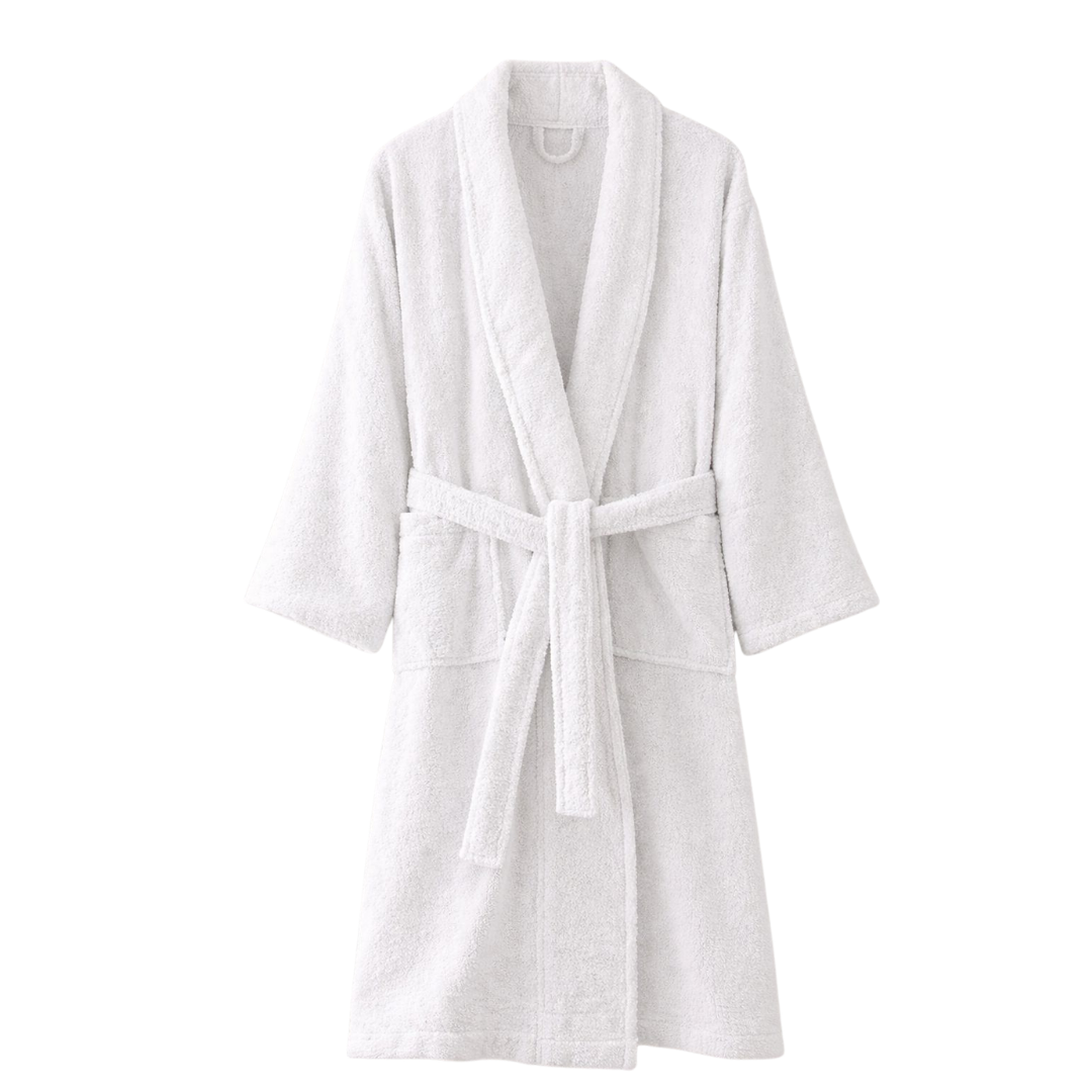 Mens and Ladies Shawl Collar Bathrobe 100% Egyptian Cotton Unisex Shawl Collar Dressing Gown Terry Towelling Bathrobe One Size