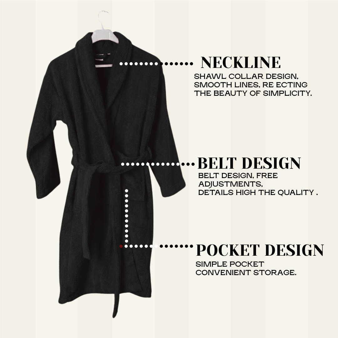 Mens and Ladies Shawl Collar Bathrobe 100% Egyptian Cotton Unisex Shawl Collar Dressing Gown Terry Towelling Bathrobe One Size